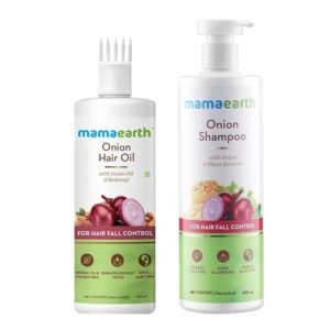 Mamaearth Onion Duo For Hair Fall Control – Onion Hair Oil – Onion Shampoo